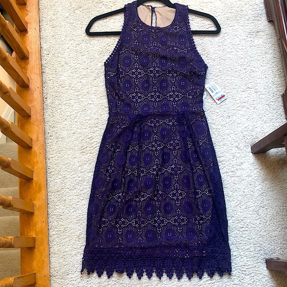 B Darlin Dresses & Skirts - Purple and nude lace cocktail dress